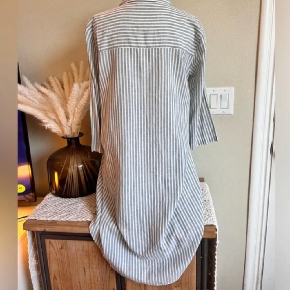 Eileen Fisher Striped Button-Front Dress | Organic cotton + Hemp - Picture 5 of 5